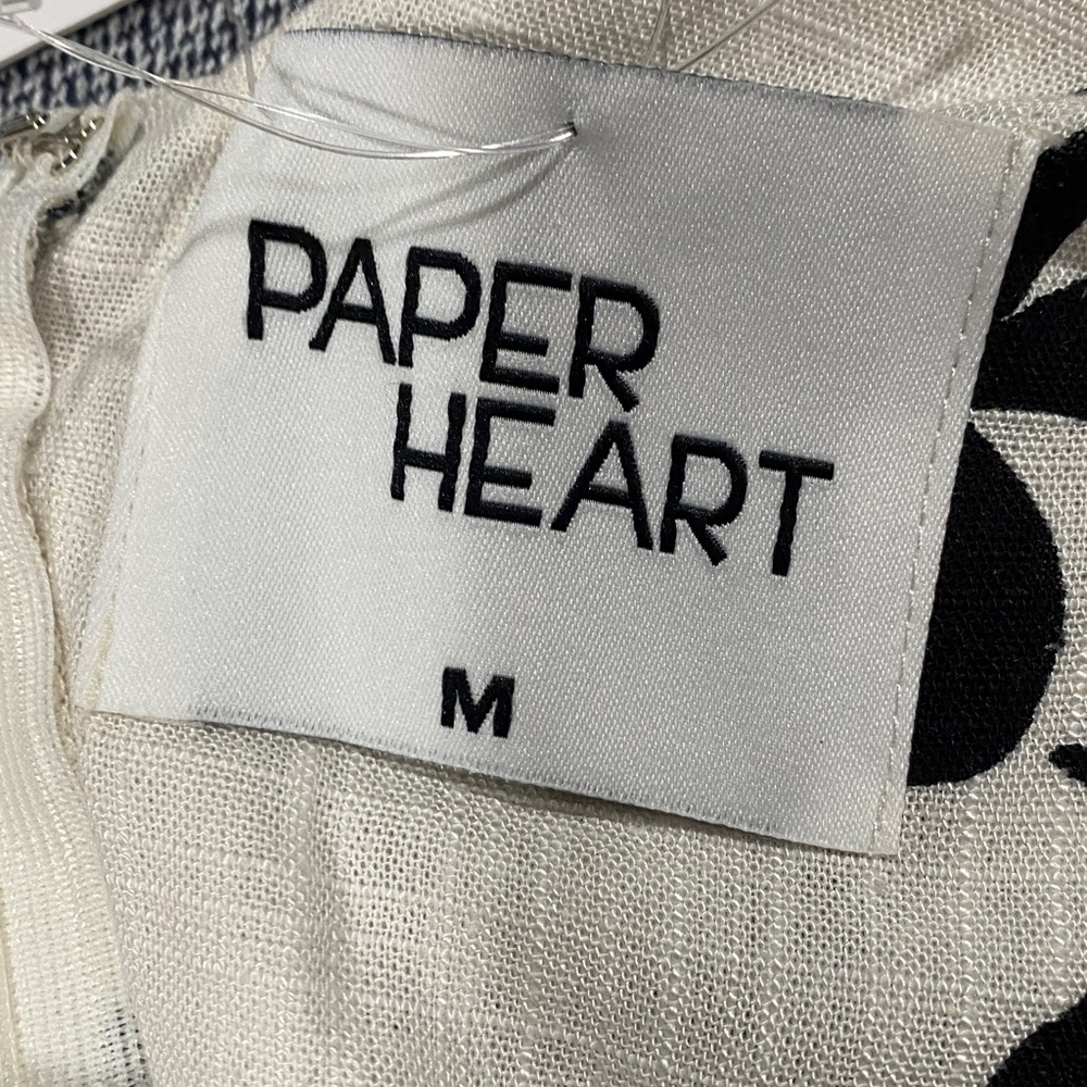 PAPER HEART Linen Blend Black Leaf Print White Maxi Dress Size M 
NWT/002 - Picture 13 of 15